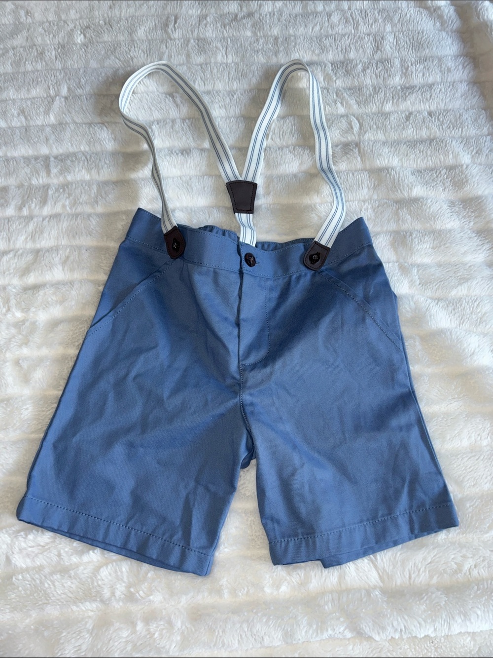 Carter's Light Blue Shorts with Striped Suspenders